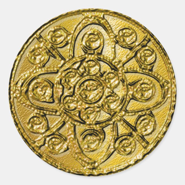 Adesivo Redondo Arquivo Dourado texturizado (Frente)