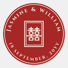 Adesivo Redondo Arranjo Chinês Clássico de Felicidade Dupla