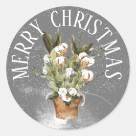 Adesivo Redondo Arranjo da fábrica de algodão de NATAL MERRY