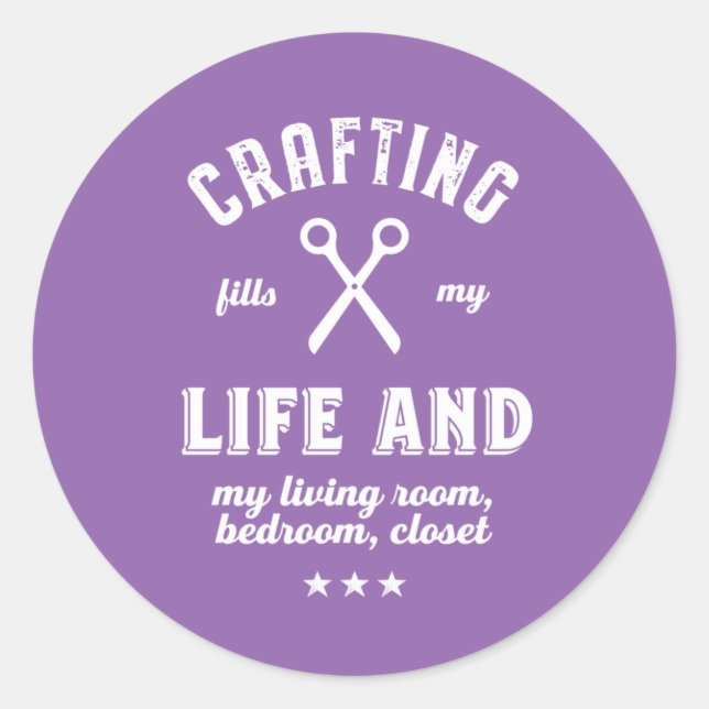 Adesivo Redondo Arranjo Enche Minha Vida De Artesanato Engraçado L (Frente)