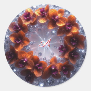 Adesivo Redondo Arranjo Floral Elegante com Orquídeas