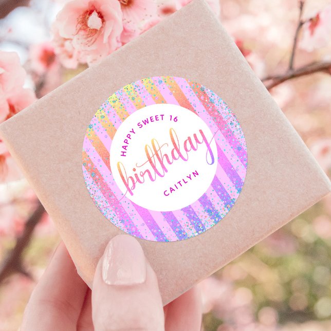 Adesivo Redondo Arranjo mbre do arco-íris de 16 anos (Criador carregado)