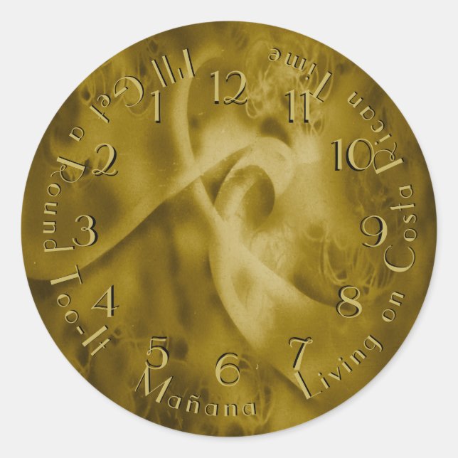 Adesivo Redondo Arredondar Tubo Retroativo Relógio Dourado Moedas (Frente)
