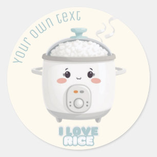Adesivo Redondo Arroz, eu adoro arroz kawaii Sticker