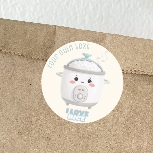 Adesivo Redondo Arroz, eu adoro arroz kawaii Sticker (Criador carregado)