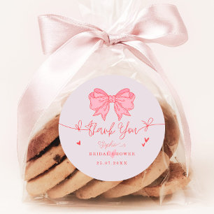 Adesivo Redondo Arroz Róseo de Laço Ela Está Noivando Chá de Noiva