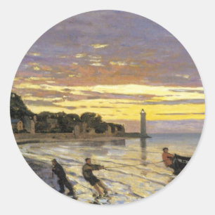 Adesivo Redondo Arrumando um Barco, Honfleur