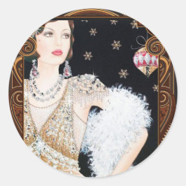 Adesivo Redondo Art Deco 1920's Flapper Christmas Sticker