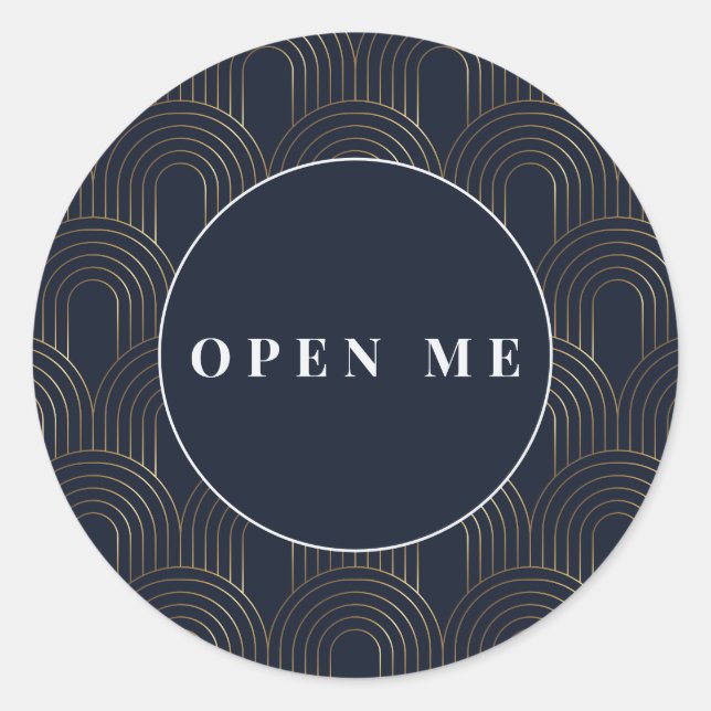 Adesivo Redondo Art Deco Arches | Elegant "Open Me" (Frente)