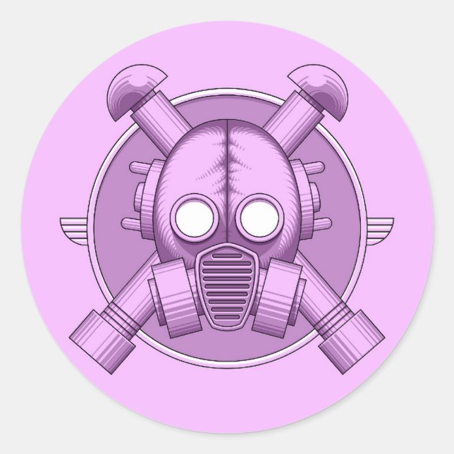 Adesivo Redondo Art Deco Gasmask Lilac (Frente)