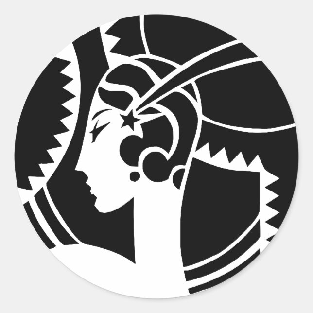 Adesivo Redondo Art Deco Lady (Frente)