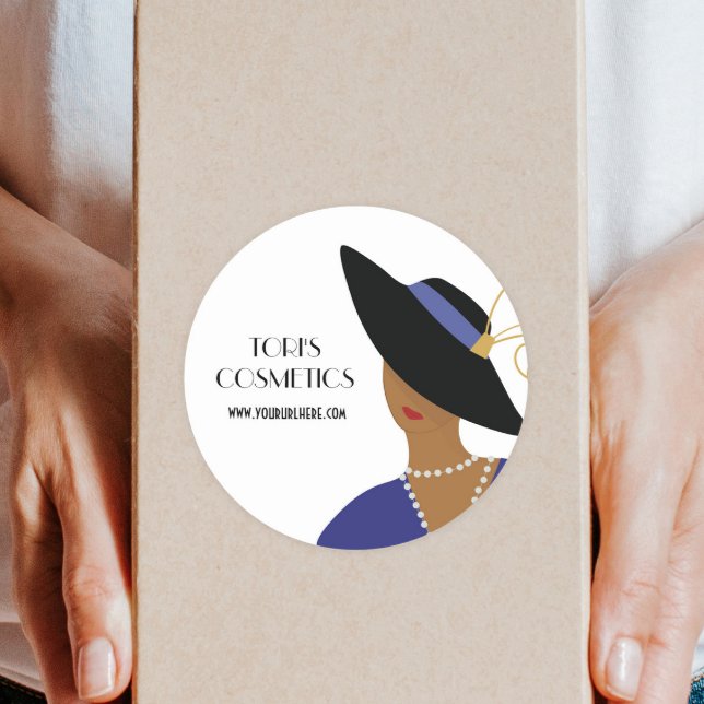Adesivo Redondo Art Deco Lady, Compra, Beleza Business ou Cosmétic (Criador carregado)