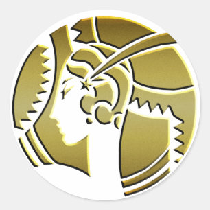 Adesivo Redondo Art Deco Lady in Dourado