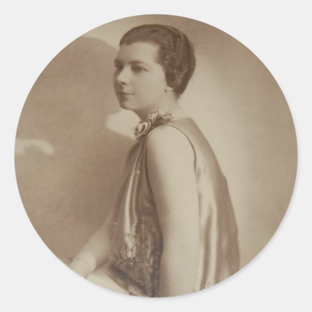 Adesivo Redondo Art Deco Lady Shadow Photo (Frente)