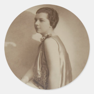 Adesivo Redondo Art Deco Lady Shadow Photo