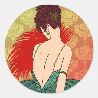 Adesivo Redondo Art Deco Lady with Damask - BIANCA: Natal Passado