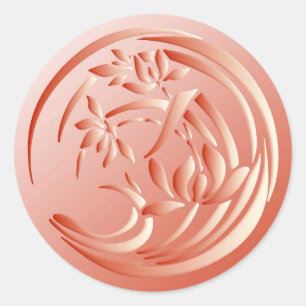 Adesivo Redondo Art Deco Lily - Coral laranja