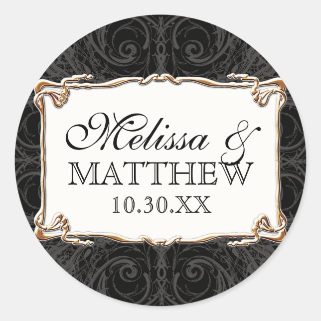 Adesivo Redondo Art Deco Nouveau Lace n Dourado Look Personalizado (Frente)