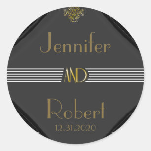 Adesivo Redondo Art Deco Posh Wedding