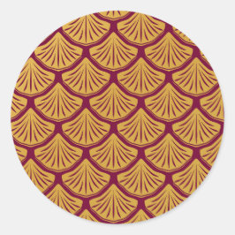 Adesivo Redondo Art Deco Scales da Sereia - Magenta
