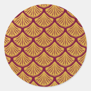 Adesivo Redondo Art Deco Scales da Sereia - Magenta