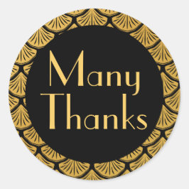 Adesivo Redondo Art Deco Scalid - Preto e Dourado Muitos Obrigados