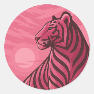 Adesivo Redondo Art Deco Tiger Sticker