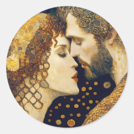 Adesivo Redondo Art Nouveau A Couple In Love