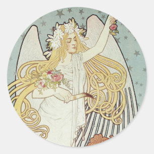 Adesivo Redondo Art Nouveau Angel Stickers