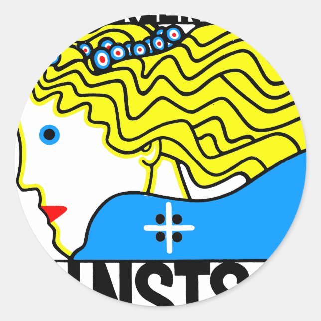 Adesivo Redondo Art Nouveau Art Show Fair Maiden de 1908 (Frente)