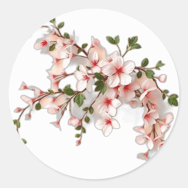 Adesivo Redondo Art Nouveau Cherry Blossoms com Ivy (Frente)