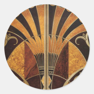 Adesivo Redondo art Nouveau,deco de arte, vintage,cores de madeira