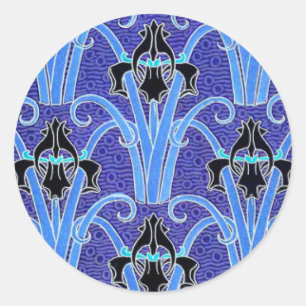 Adesivo Redondo Art nouveau flor da íris elegante vintage floral