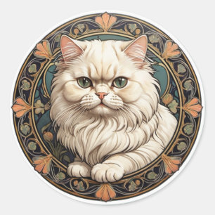 Adesivo Redondo Art Nouveau Gato Persa