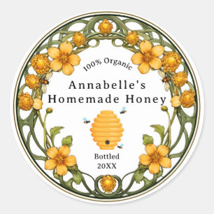 Adesivo Redondo Art Nouveau Homemade Honey