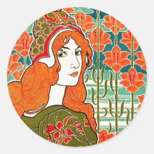 Adesivo Redondo Art Nouveau ~ Jane por Louis John Rhead