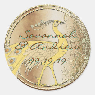 Adesivo Redondo Art Nouveau Peacock Parade