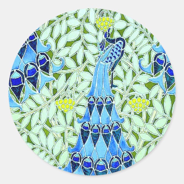 Adesivo Redondo Art Nouveau Peacocks (Frente)