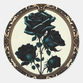 Adesivo Redondo Art Nouveau Rosa preto - Eterno Arte Floral