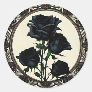 Adesivo Redondo Art Nouveau Rosa preto nº 1