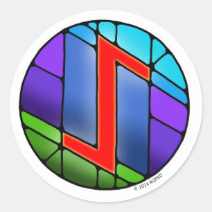 Adesivo Redondo Art Nouveau Rune Eihwaz - PERSEVERANCE