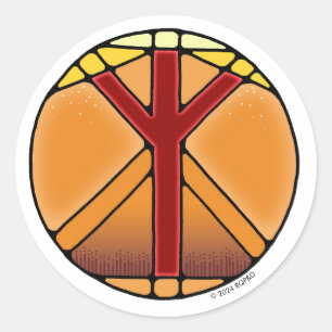 Adesivo Redondo Art Nouveau Rune Elhaz - PROTEÇÃO