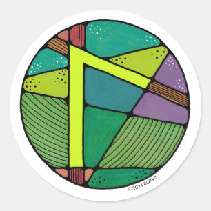 Adesivo Redondo Art Nouveau Rune Laguz - LIFE