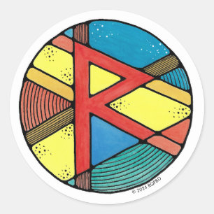 Adesivo Redondo Art Nouveau Rune Raidho - BALANCE