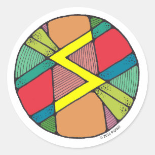 Adesivo Redondo Art Nouveau Rune Sowilo - SUCESSO