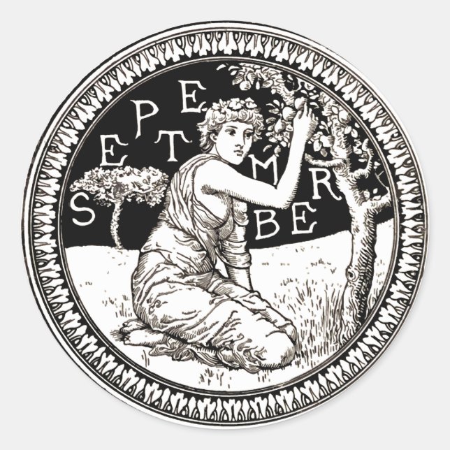 Adesivo Redondo Art Nouveau Setembro Birthday Girl (Frente)