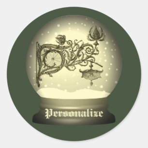 Adesivo Redondo Art nouveau snow globe anton seder elegant