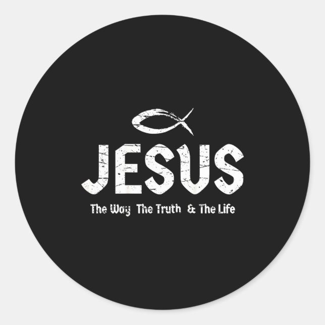 Adesivo Redondo (art On Back) Bible John 14_6 Jesus Way Truth Life (Frente)