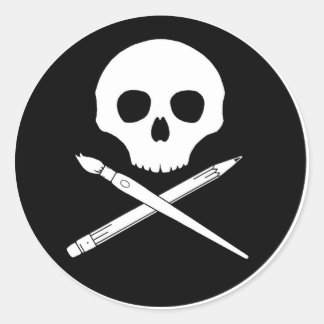 Adesivo Redondo Art Skull