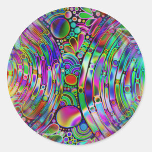 Adesivo Redondo Arte 1 de abstrato muito colorida